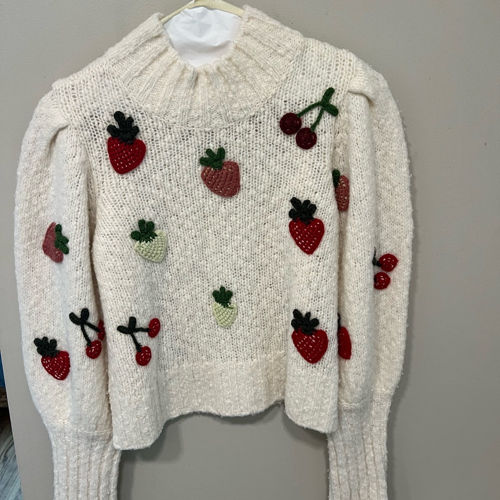 Sea Reese Crochet Applique Fruit Sweater